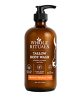 Brown bottle of Whole Rituals tallow body wash on a white background