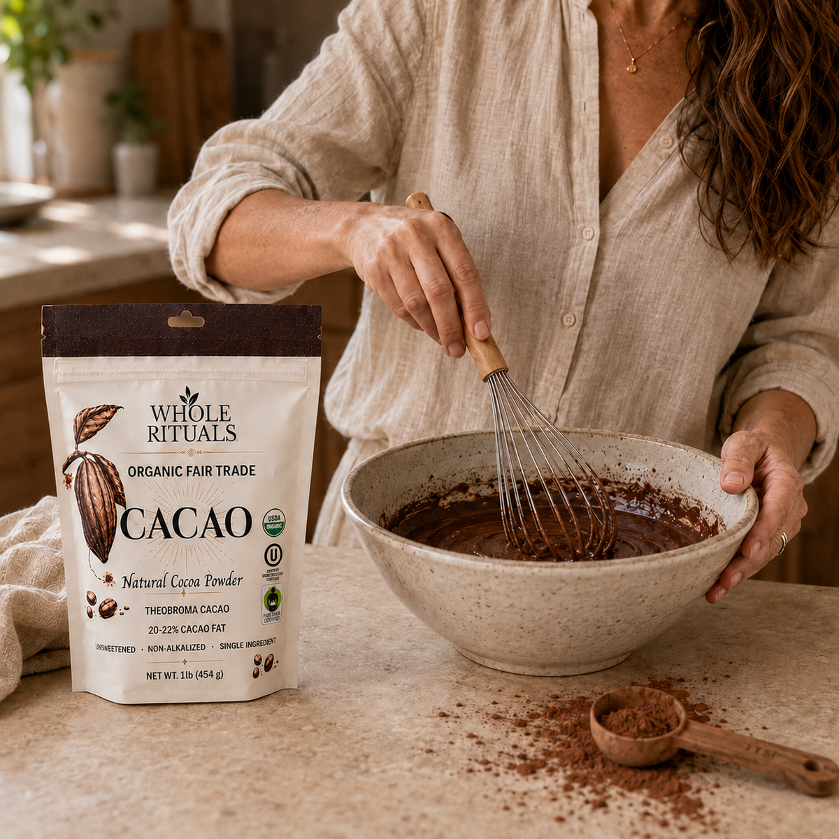 Organic Cacao Powder 1 lb – Fair Trade, Unsweetened, Non-Alkalized Natural Cocoa