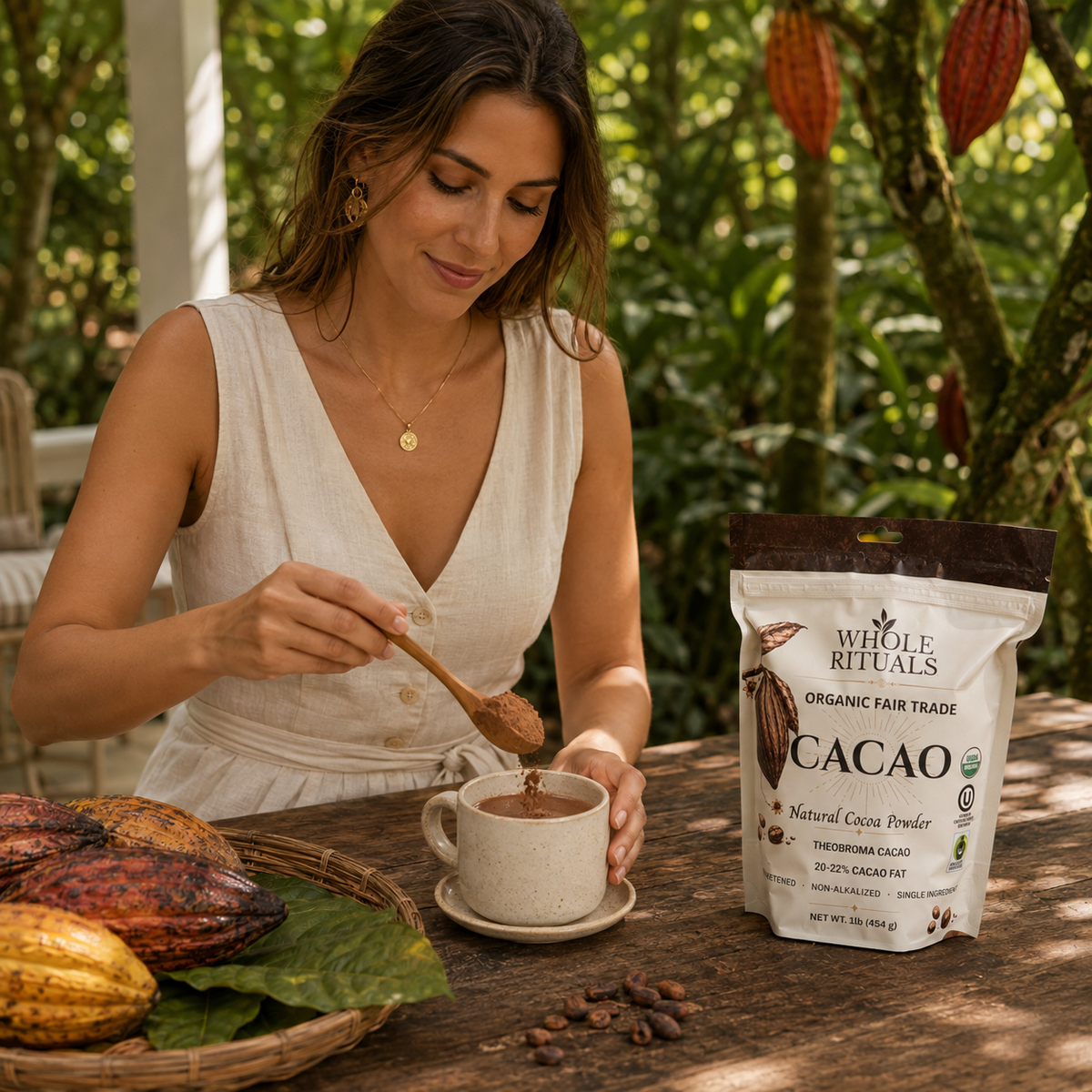 Organic Cacao Powder 1 lb – Fair Trade, Unsweetened, Non-Alkalized Natural Cocoa
