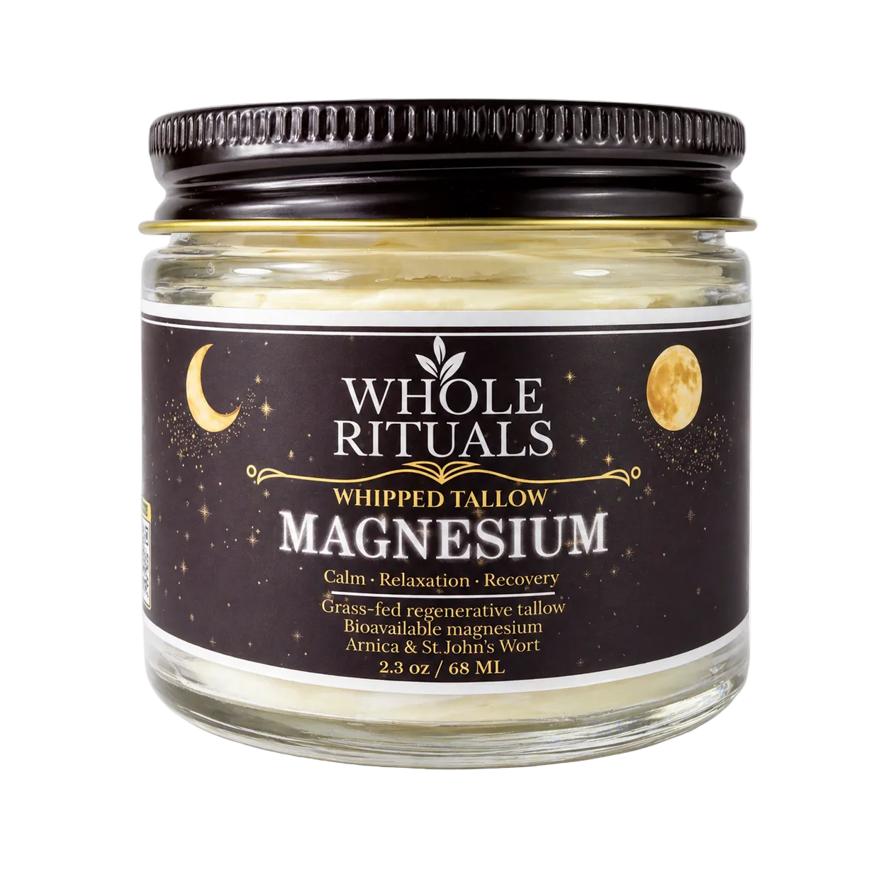 Glass jar of Whole Rituals Whipped Tallow Magnesium on a white background