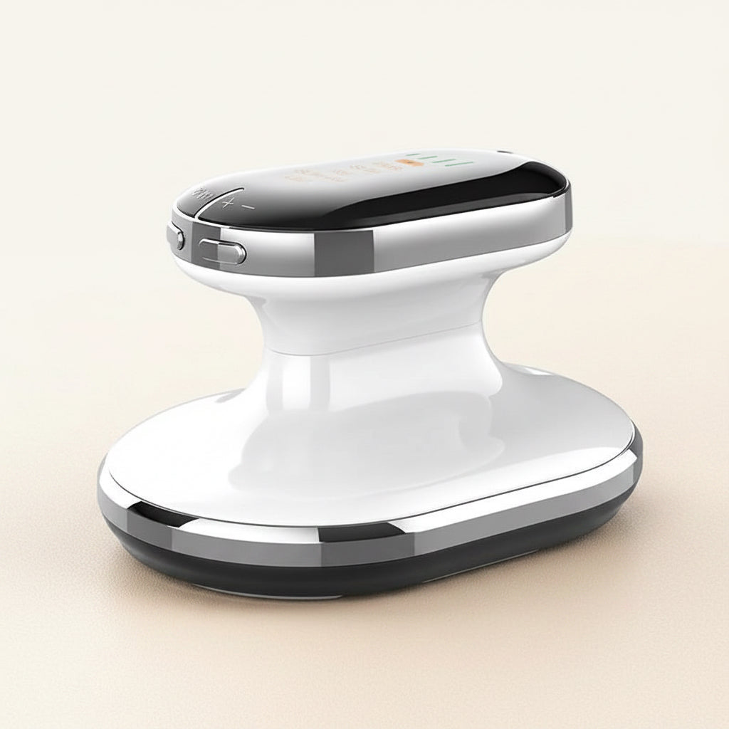 White and silver electronic device on a white background