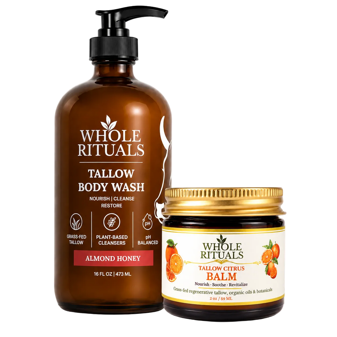 Almond Honey Body Duo – Tallow Body Wash + Citrus Tallow Balm