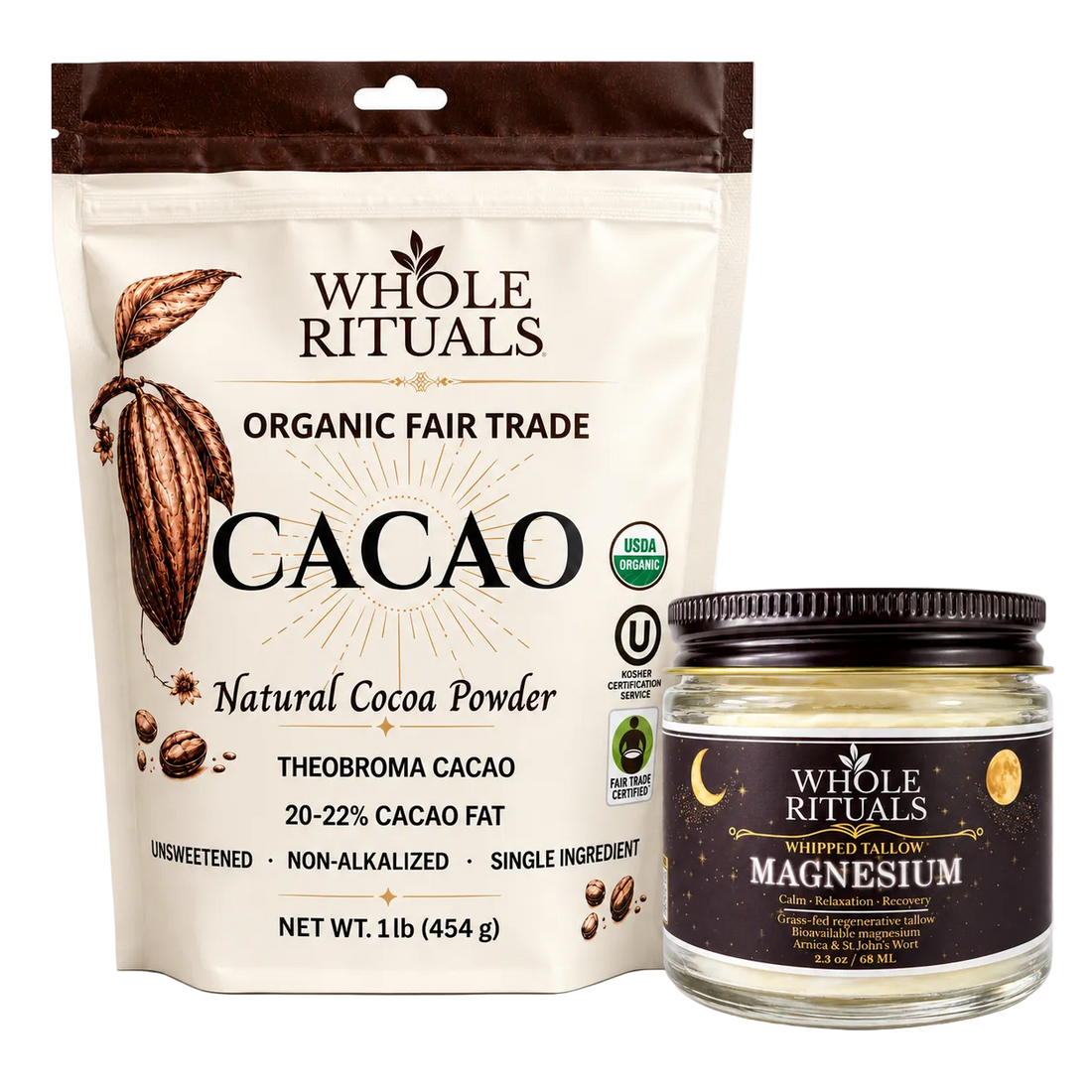 Morning &amp; Night Ritual – Organic Cacao Powder + Magnesium Tallow Balm
