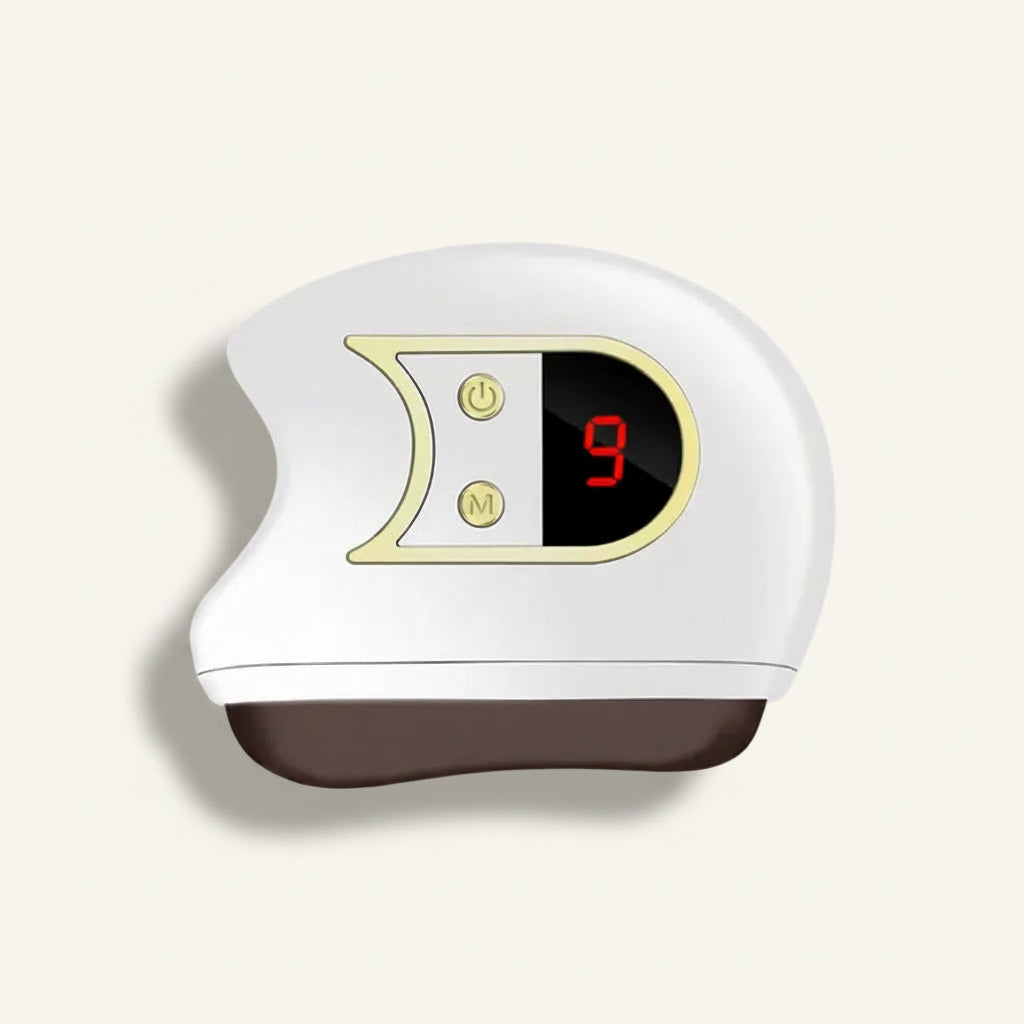 White electronic device with digital display on a white background