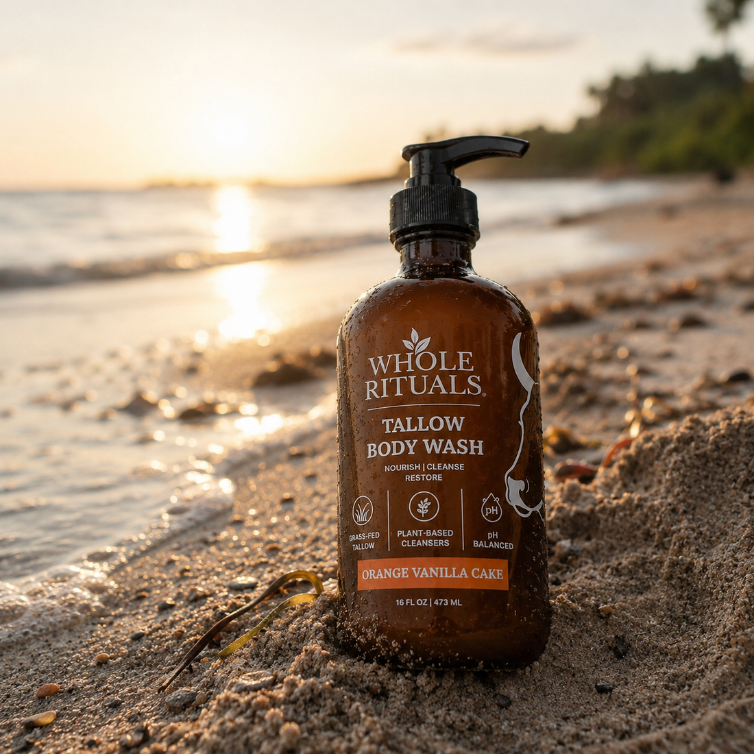 Whole Rituals Tallow Body Wash – Orange Vanilla Cake, grass-fed tallow cleanser