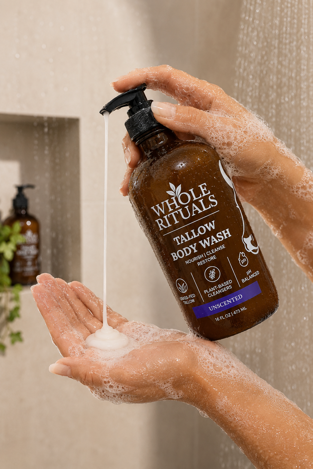 Whole Rituals Tallow Body Wash – Unscented, grass-fed tallow cleanser