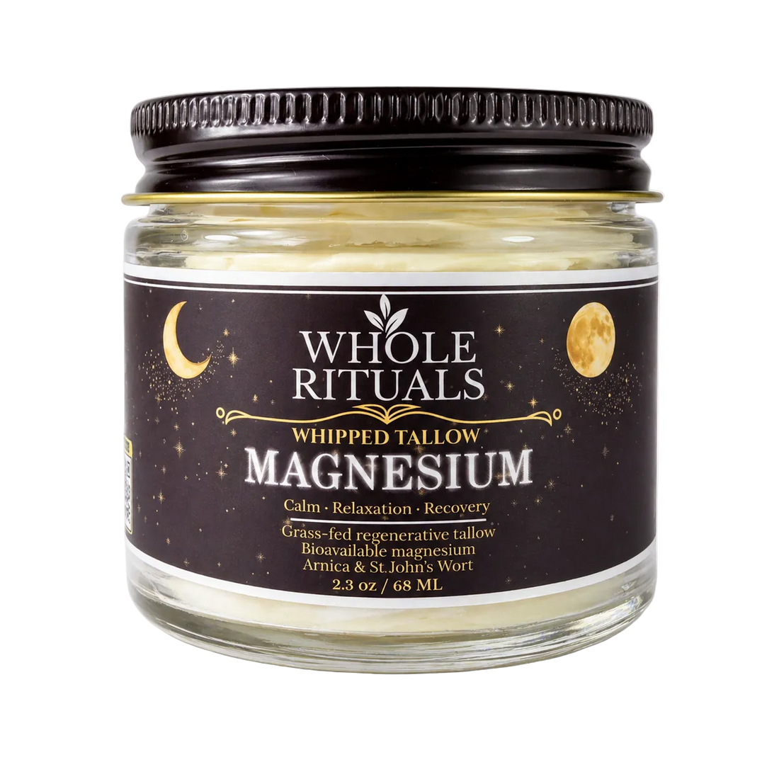 Glass jar of Whole Rituals Whipped Tallow Magnesium on a white background